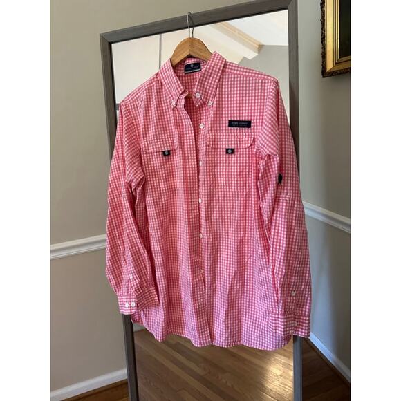 Simply Southern Button Down Shirt Pink Gingham XL - Picture 2 of 6